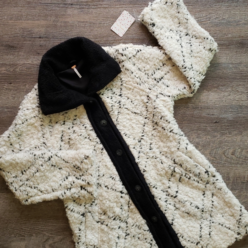 NWT! Free People High Collar Boucle Coat - Picture 1 of 14
